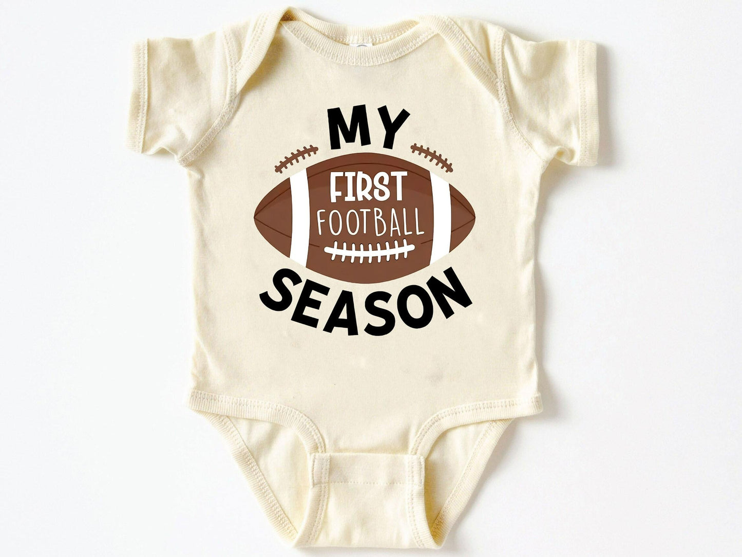 My First Football Season Baby Bodysuit ,Funny New Born New Parent Baby Onesie®, New Mom Gift, Baby Shower Gift , Short Sleeve Tee Bella