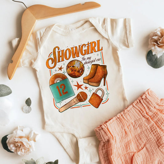 Showgirl In My Showgirl Era Baby Bodysuit ,Funny New Born New Parent Baby Onesie®, New Mom Gift, Baby Shower Gift , Short Sleeve Tee Bella