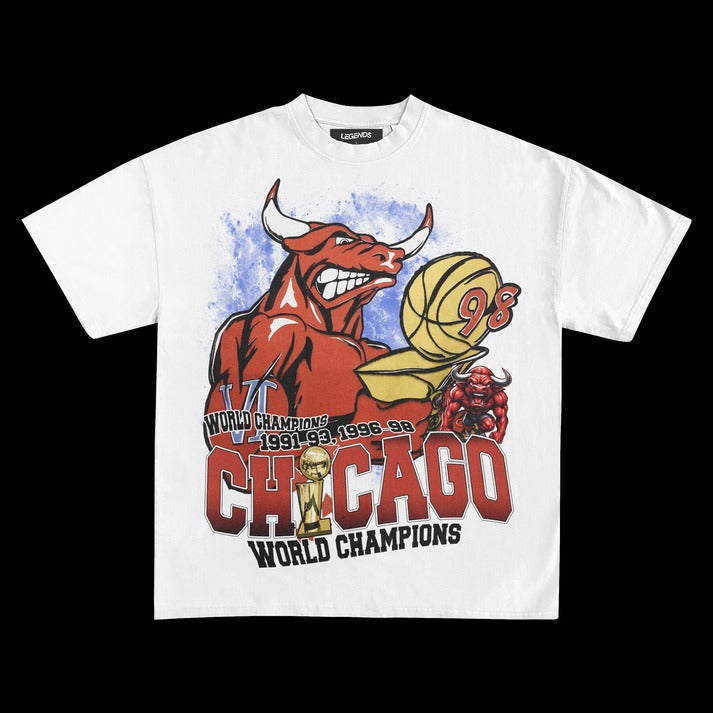 ECHICAGO BULLS 6-TIME CHAMPIONS VINTAGE TEE