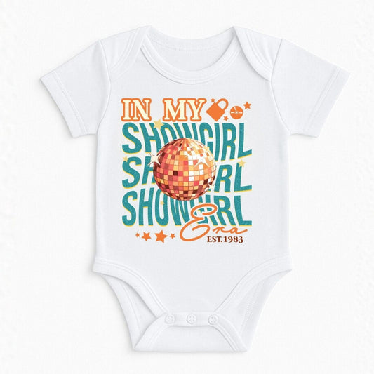 Custom In My Showgirl Era Est. 1983 Baby Bodysuit ,Funny New Born New Parent Baby Onesie®, New Mom Gift, Baby Shower Gift , Short Sleeve Tee Bella