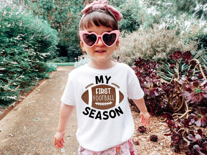 My First Football Season Baby Bodysuit ,Funny New Born New Parent Baby Onesie®, New Mom Gift, Baby Shower Gift , Short Sleeve Tee Bella