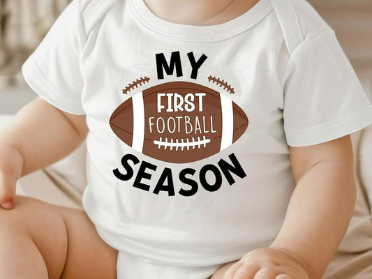My First Football Season Baby Bodysuit ,Funny New Born New Parent Baby Onesie®, New Mom Gift, Baby Shower Gift , Short Sleeve Tee Bella